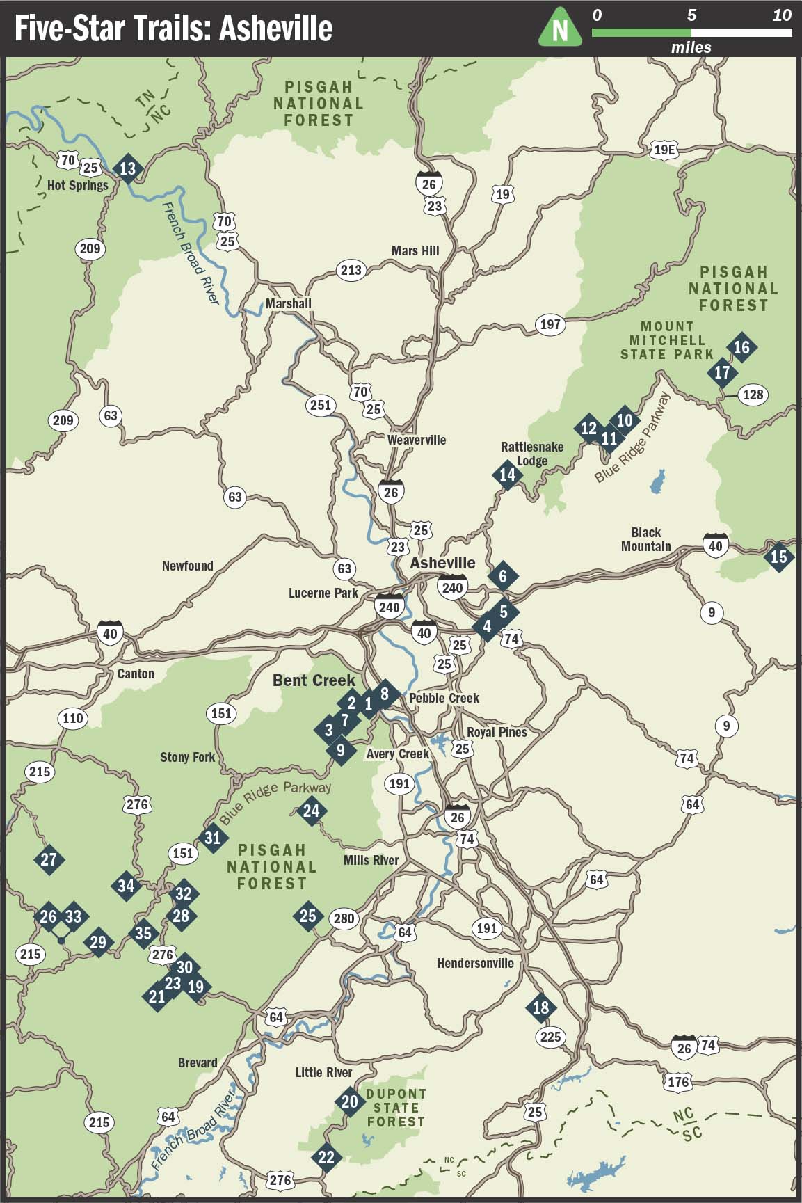 Overview Map Key Five-Star Trails Asheville Your Guide to the Areas Most - photo 2