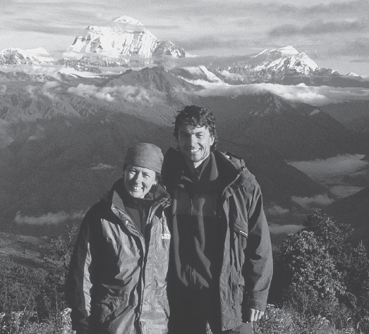 Pat and his wife Baiba with the still unclimbed South Face of Dhaulagiri and - photo 5