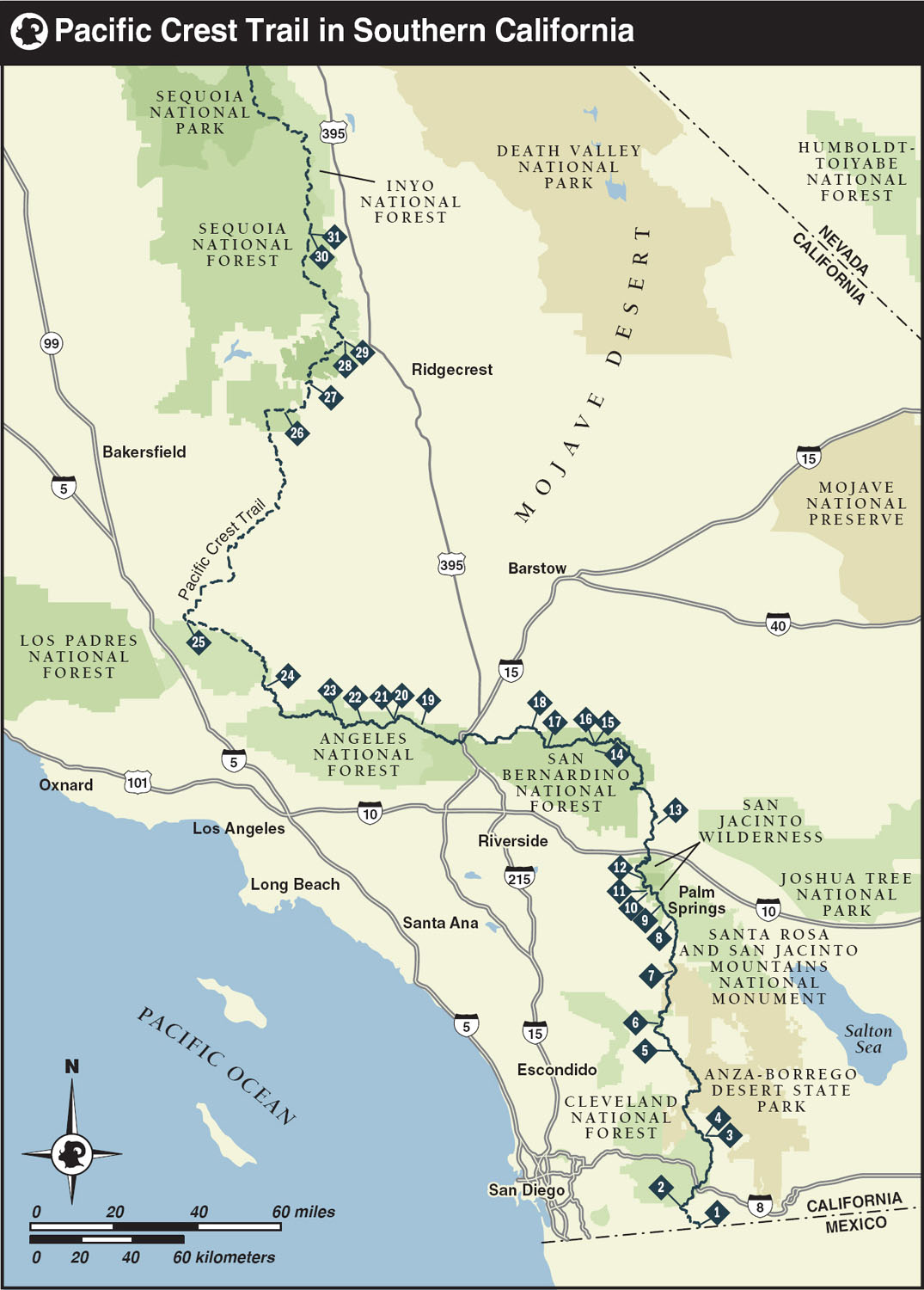 Map Key Trail Name Day Section Hikes Pacific Crest Trail Southern - photo 2
