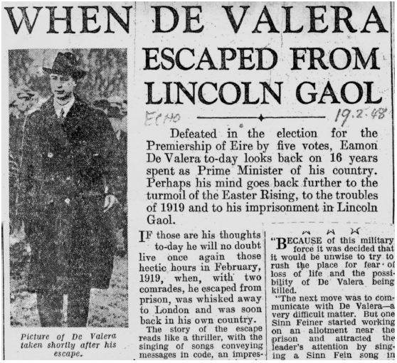 Detail from the Lincolnshire Echo newspaper report of the De Valera escape - photo 7