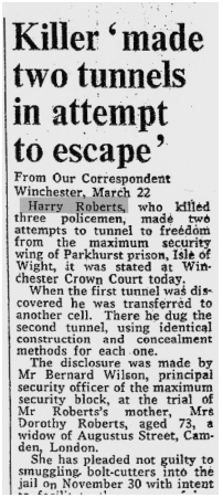 Extract from The Times 23 March 1973 on Harry Roberts tunnel The Times - photo 12