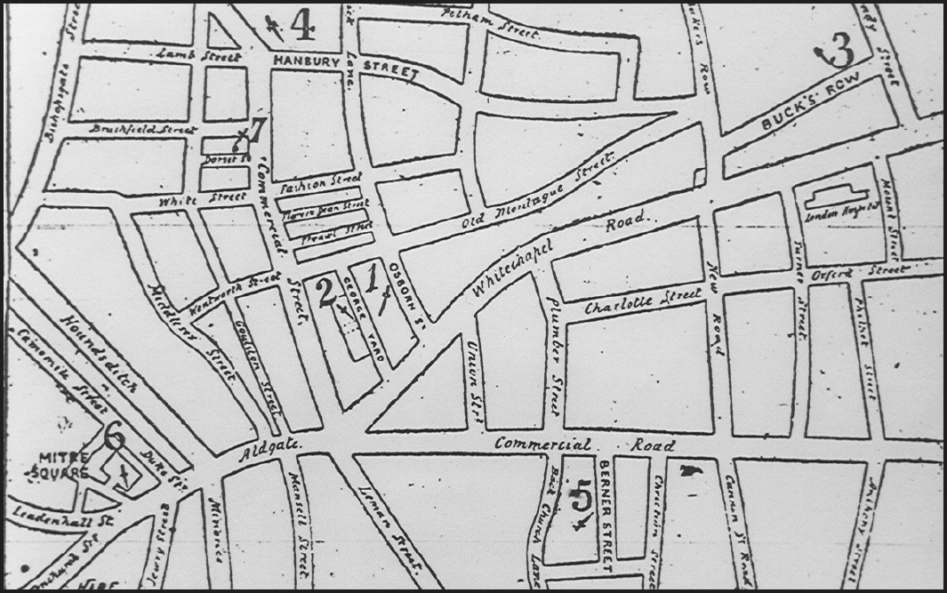 A map of 1888 shows the locations of the murders All the attacks took place in - photo 8