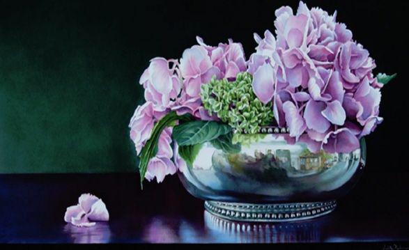 Silver Hydrangea 13 25 33cm 64cm Oil on board Private collection - photo 15