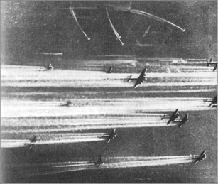 19 A typical formation of B-17 Flying Fortresses with German fighter aircraft - photo 25