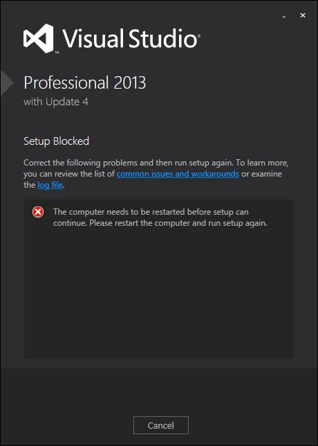 Figure 4 Setup Blocked Figure 5 Visual Studio Initial Install Window - photo 6