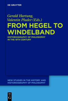 Gerald Hartung From Hegel to Windelband