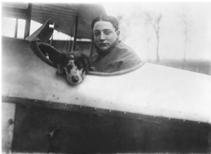 Source Victor Garaix French aviator in cockpit of plane with dog 1914 March - photo 2