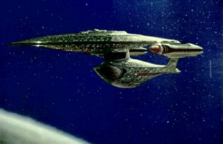 An early version of the Enterprise-D painted by Andrew Probert - photo 2