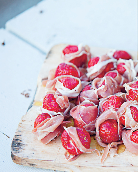 Strawberries with Prosciutto Hull the strawberries and wrap each one in half a - photo 8