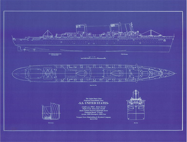The United States Lines Proposed Transatlantic Liner-SS UNITED STATES-Length - photo 3
