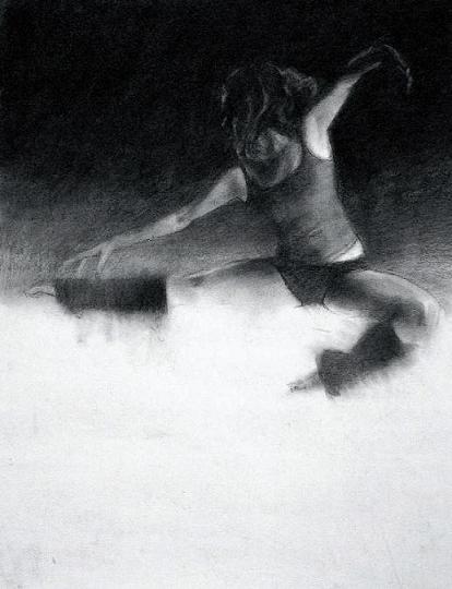 DANCERS LEAP Charcoal and black pastel on artists vellum 20 18 51cm 46cm - photo 12