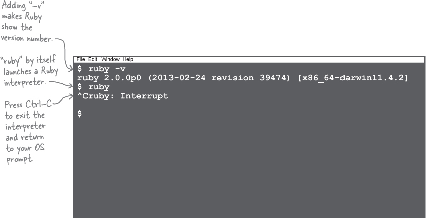 When you type ruby -v at a prompt if you see a response like this youre in - photo 3