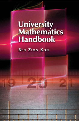 Ben Zion Kon - University Mathematics Handbook