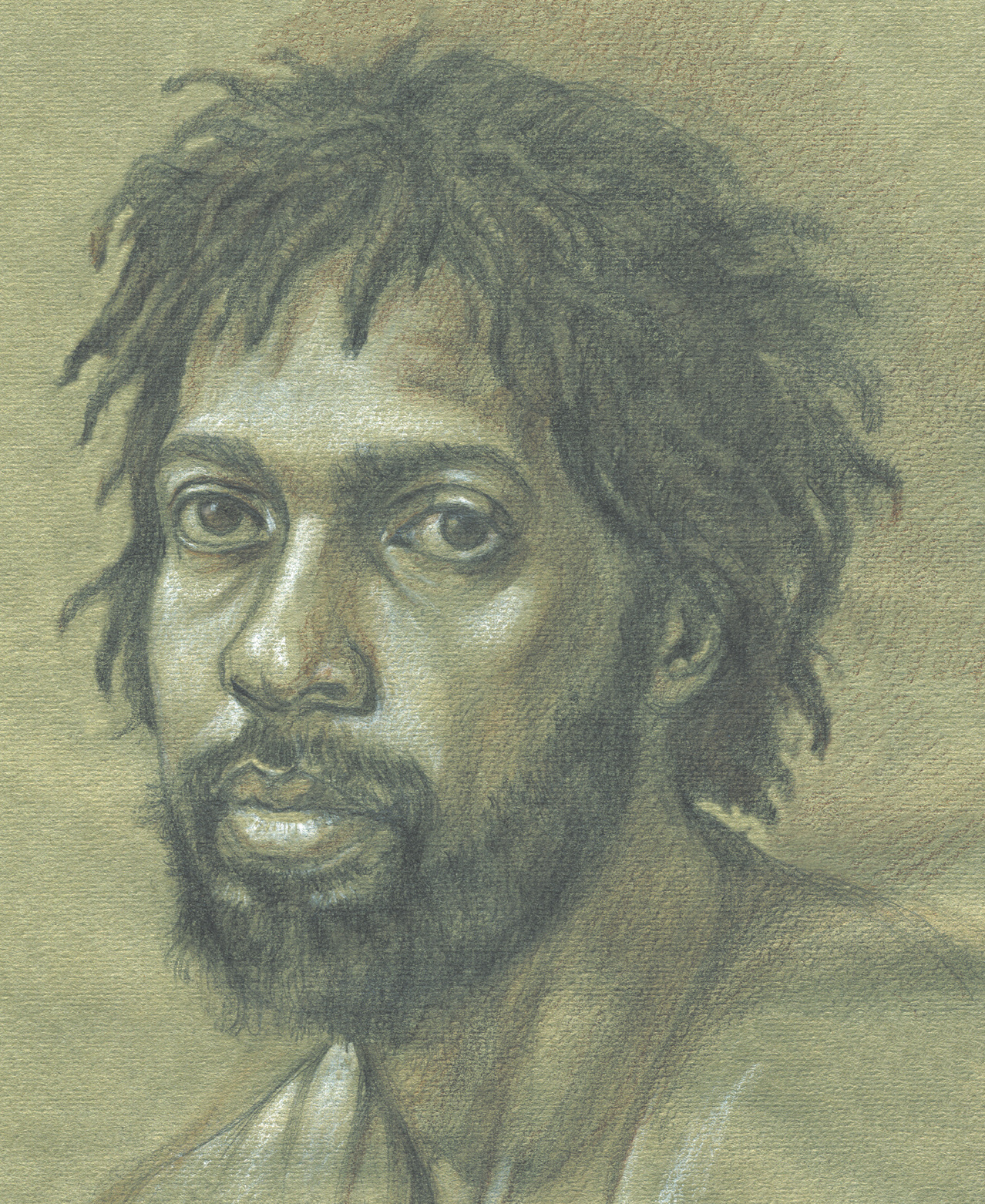 STUDY OF OTEINO AS A YOUNG MAN Graphite pencil colored pencil white chalk on - photo 8