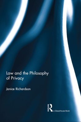 Janice Richardson - Law and the Philosophy of Privacy