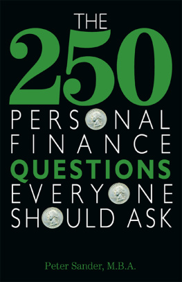 Peter J. Sander The 250 Personal Finance Questions Everyone Should Ask