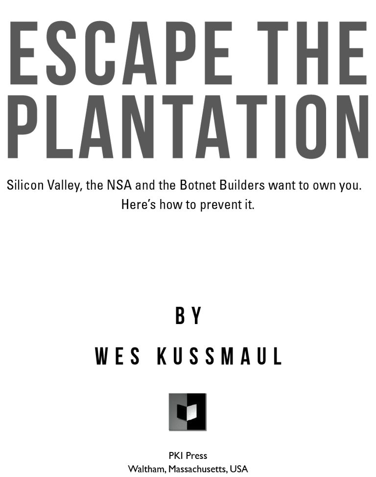 ESCAPE THE PLANTATION Copyright 2014 by Wes Kussmaul All rights reserved No - photo 1