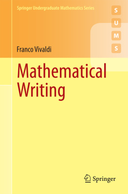 Franco Vivaldi - Mathematical Writing