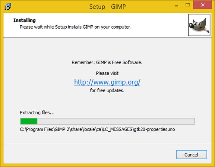 Figure 1-4 GIMP tells you which file its installing Once the install - photo 4