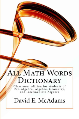 David E. McAdams - All Math Words Dictionary