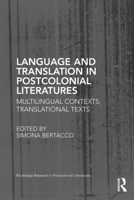 Bertacco Simona - Language and Translation in Postcolonial Literatures