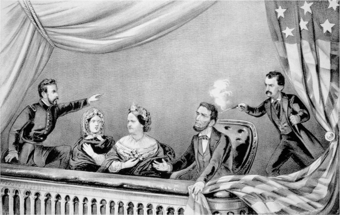 John Wilkes Booth fires into the back of Lincolns head This 1865 lithograph - photo 3