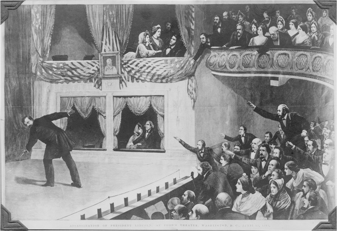 John Wilkes Booth lands on the stage at Fords Theatre after jumping from the - photo 4