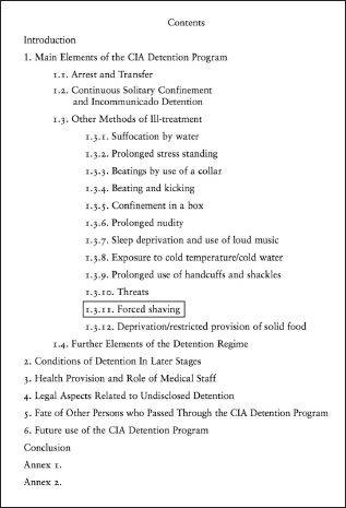 Figure I1 Table of contents from a 2007 Red Cross report on the treatment of - photo 3