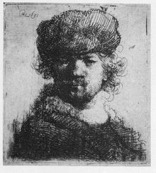 B 16 Self portrait in a heavy fur cap bust Only state Signed and dated RHL - photo 14