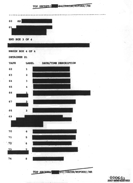 Inventory of 92 videotapes of the interrogation of Abu Zubaydah in the CIA - photo 5