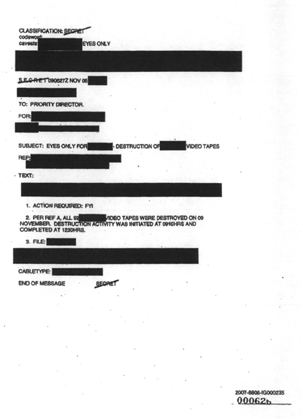 November 9 2005 CIA cable confirming destruction of Abu Zubaydah interrogation - photo 6