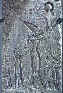 Akhenaten and his wife Nefertity make offerings to the Sun-disc the god - photo 2