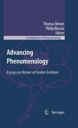 Nenon Thomas Advancing phenomenology : essays in honor of Lester Embree