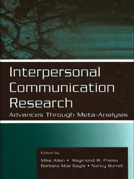 Mike Allen - Interpersonal Communication Research: Advances Through Meta-analysis