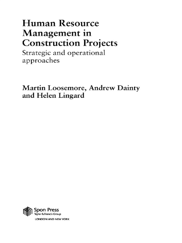 Human Resource Management in Construction Projects Although construction is one - photo 1