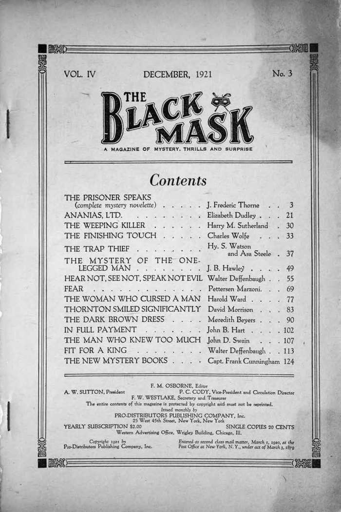 The Prisoner Speaks A Complete Mystery Novelette by J Frederic Thorne - photo 1