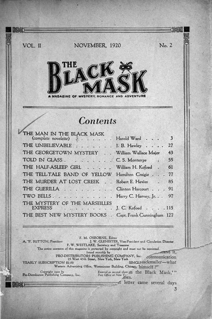 The Man in the Black Mask A Complete Mystery Novelette by Harold Ward - photo 1