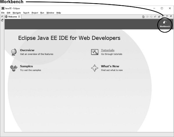 Click Workbench to open the main Eclipse window Use the Java perspective - photo 5