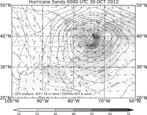 Weather map at the time of Sandys landfall 00 Universal Time on October 30 - photo 5