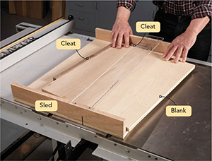 Cut two tapered legs at once using a sled with cleats attached to hold the - photo 5