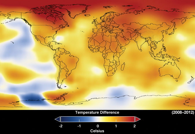 The temperature is rising almost worldwide as seen on this map Global warming - photo 2