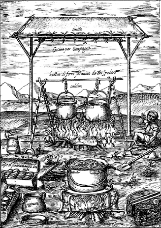 Cauldrons suspended over an outdoor fire from Bartolomeo Scappis Opera 1570 - photo 5