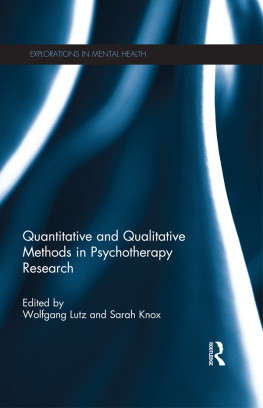 Wolfgang Lutz - Quantitative and Qualitative Methods in Psychotherapy Research