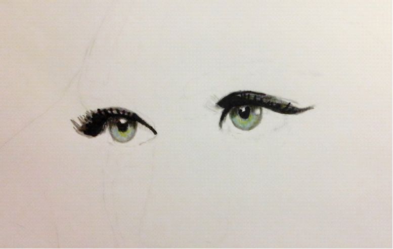 With light grey pencil draw the shadow under the false eyelashes that fall over - photo 11