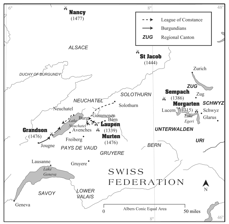 Map 61The Swiss Wars The Swiss phalanx went through a period of evolution in - photo 1