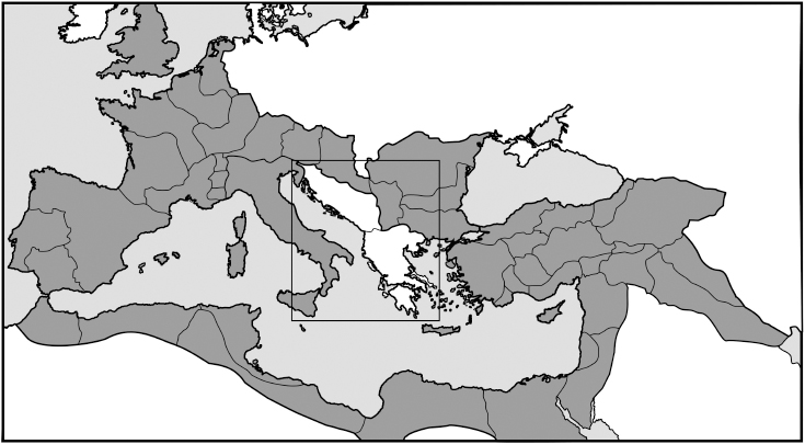 Map of the Roman Empire at its greatest extent with the area covered in this - photo 2