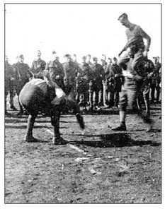 Ground crew enjoying mounted wrestling during squadron sports Christmas 1918 - photo 3