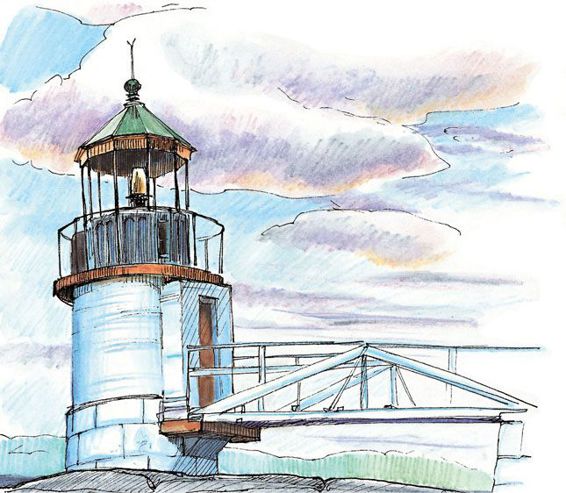 LIGHTHOUSE NEAR PORT CLYDE MAINE Watercolor pencil and ink on Strathmore - photo 3