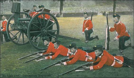 Turn of the century postcard showing the Devonshire Regiment still resplendent - photo 3