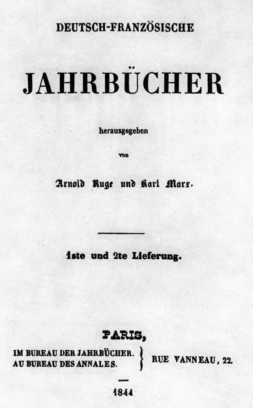 18 The title page of the Deutsch-Franzsische Jahrbcher first edition Paris - photo 20